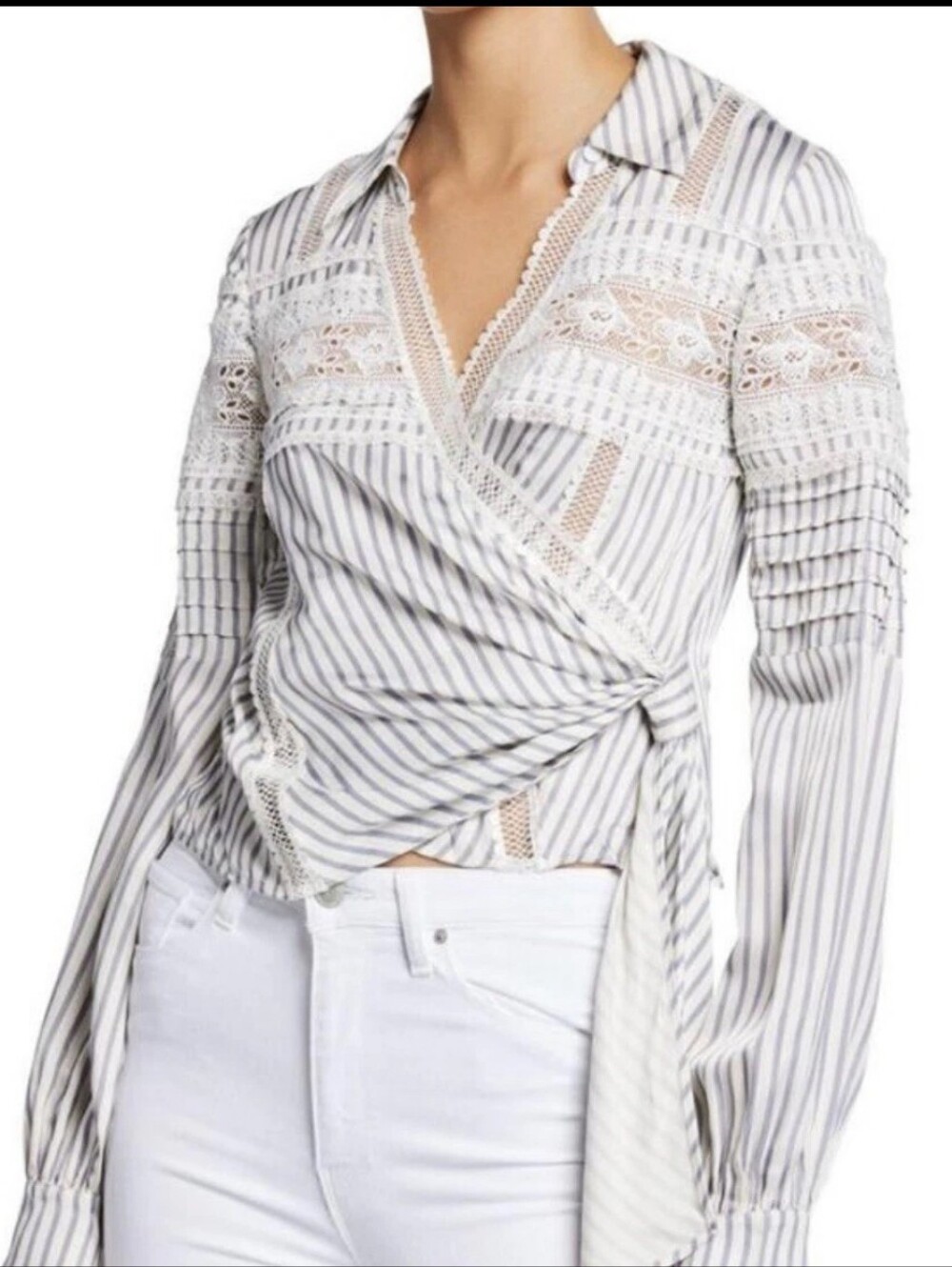 Self-Portrait Lace Details Wrapped Blouse